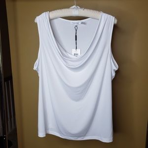 Calvin Klein Sleeveless Draped Neck Blouse